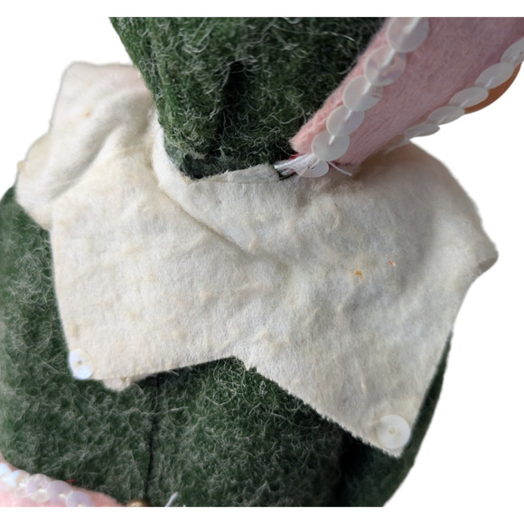 Vintage Musical Windup Pixie Christmas Elf Head Moving Green Pink on Stand Japan - Picture 11 of 11